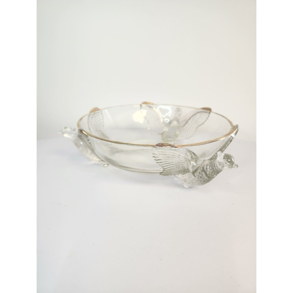 3 toed pheasant jeannette glass gold rimmed center bowl salad bowl